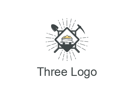 mine trolley with construction tools logo