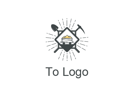 mine trolley with construction tools logo