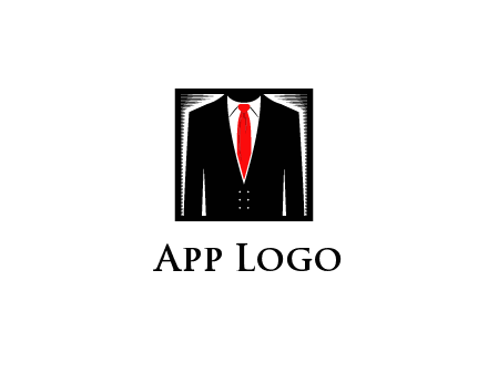 suit with red tie illustration