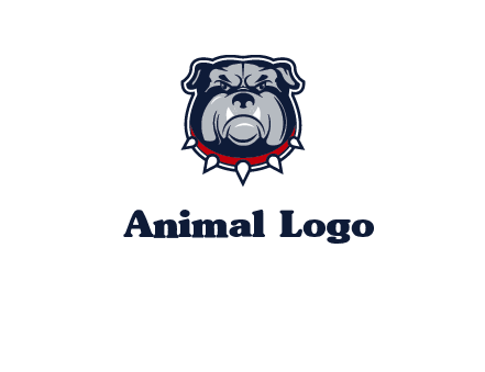 angry bulldog with red collar illustration