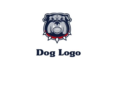 angry bulldog with red collar illustration