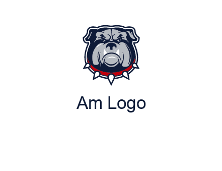 angry bulldog with red collar illustration