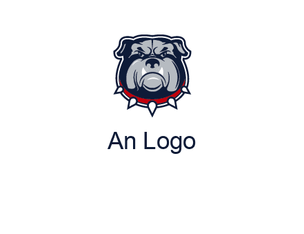 angry bulldog with red collar illustration