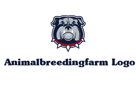 angry bulldog with red collar illustration
