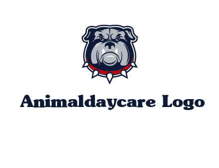 angry bulldog with red collar illustration