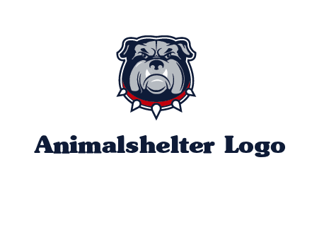 angry bulldog with red collar illustration