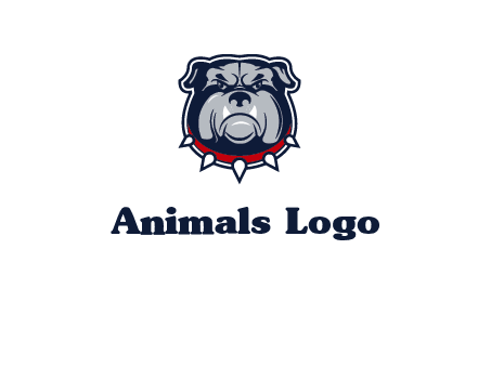angry bulldog with red collar illustration