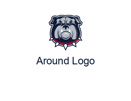 angry bulldog with red collar illustration