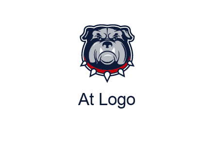 angry bulldog with red collar illustration
