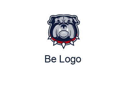 angry bulldog with red collar illustration