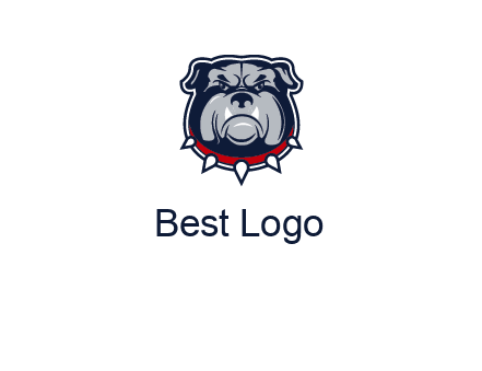 angry bulldog with red collar illustration
