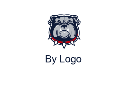 angry bulldog with red collar illustration