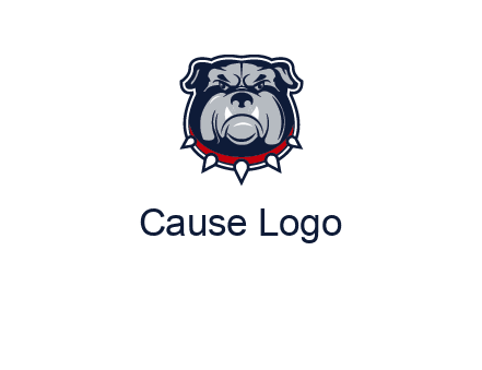 angry bulldog with red collar illustration