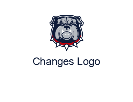 angry bulldog with red collar illustration