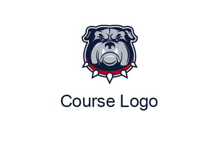 angry bulldog with red collar illustration