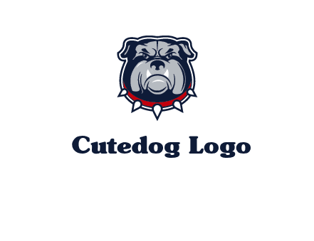 angry bulldog with red collar illustration