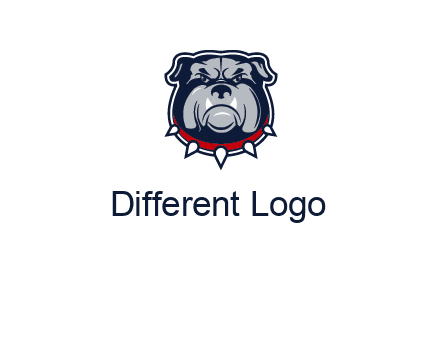 angry bulldog with red collar illustration