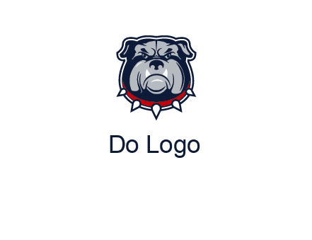 angry bulldog with red collar illustration
