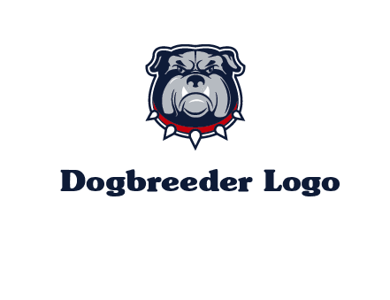 angry bulldog with red collar illustration