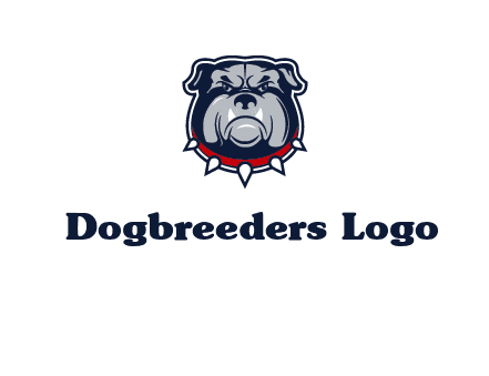 angry bulldog with red collar illustration