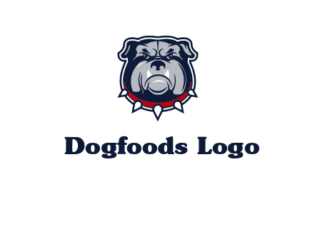 angry bulldog with red collar illustration