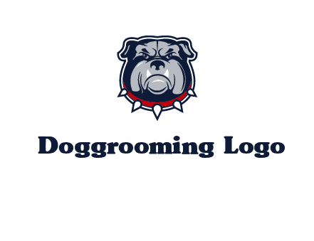 angry bulldog with red collar illustration