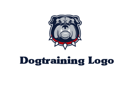 angry bulldog with red collar illustration