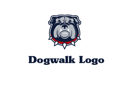 angry bulldog with red collar illustration