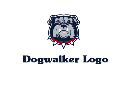 angry bulldog with red collar illustration
