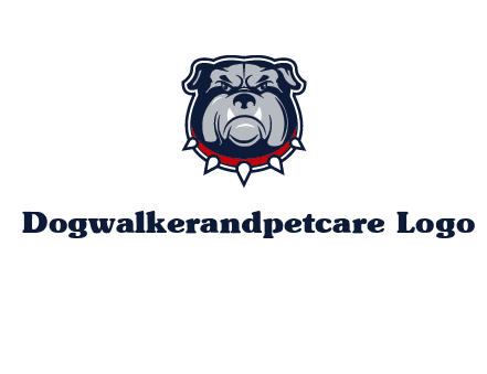 angry bulldog with red collar illustration