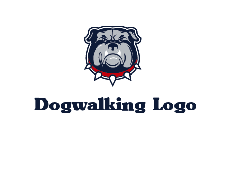 angry bulldog with red collar illustration