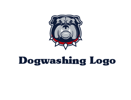 angry bulldog with red collar illustration