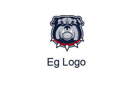 angry bulldog with red collar illustration