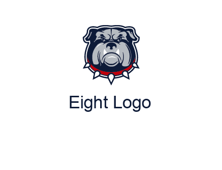 angry bulldog with red collar illustration