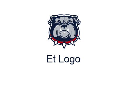 angry bulldog with red collar illustration