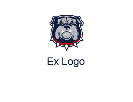 angry bulldog with red collar illustration