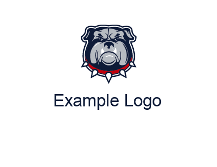 angry bulldog with red collar illustration