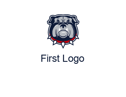 angry bulldog with red collar illustration