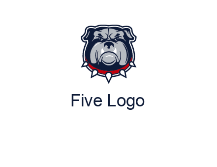 angry bulldog with red collar illustration
