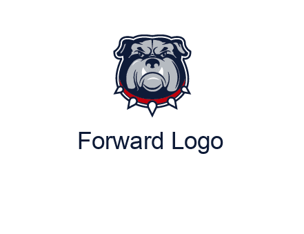 angry bulldog with red collar illustration