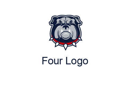 angry bulldog with red collar illustration
