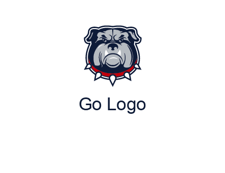 angry bulldog with red collar illustration
