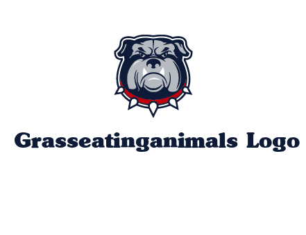 angry bulldog with red collar illustration