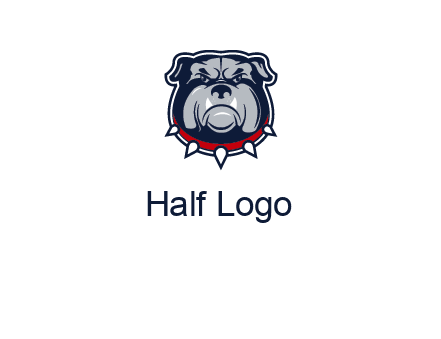 angry bulldog with red collar illustration