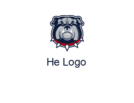 angry bulldog with red collar illustration