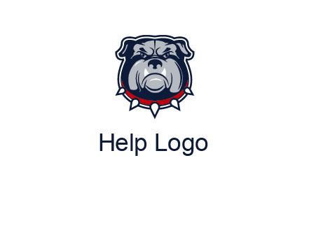 angry bulldog with red collar illustration
