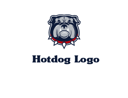 angry bulldog with red collar illustration