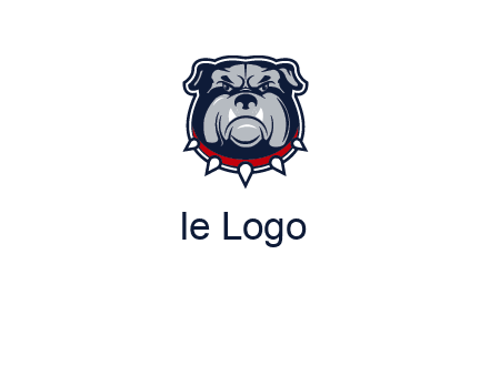 angry bulldog with red collar illustration