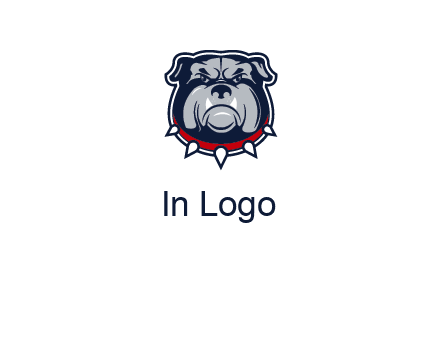 angry bulldog with red collar illustration