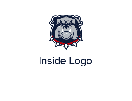 angry bulldog with red collar illustration